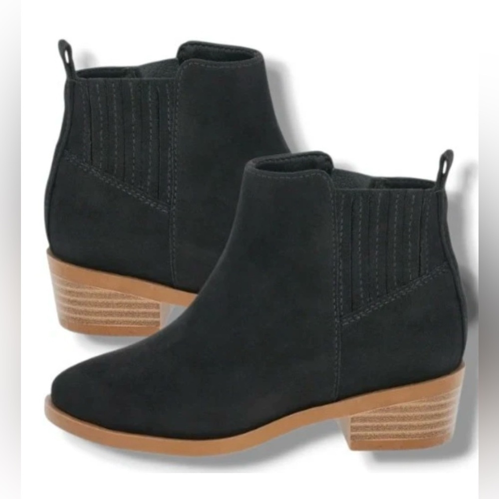 Wonder Nation Girls Black Ankle Boots Size 1”Side Zip Chelsea Style New